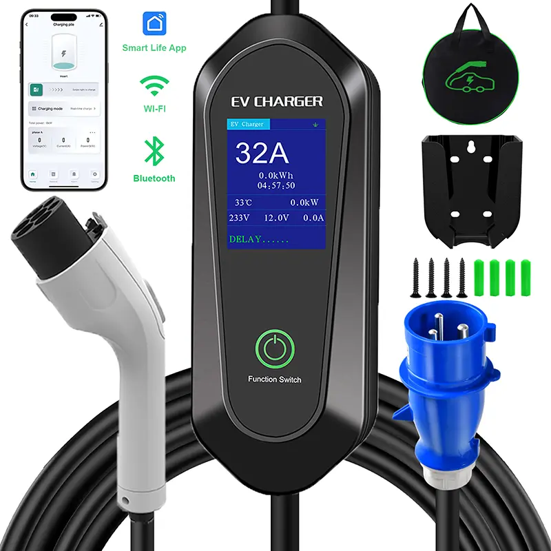 7KW GB/T Portable EV Charger Supports Current Adjustable