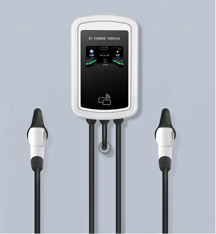 Home Use 7KW Type 2  Wall-mounted EV Charging Station with Double Type 2 Charger Plugs